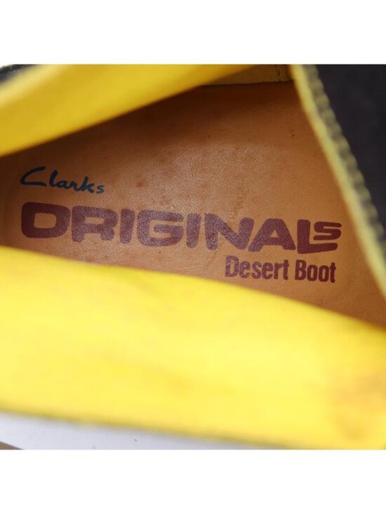 Clarks Originals Desert Black Yellow Suede Oxford Men\'s Size 12 Boots Crepe Sole